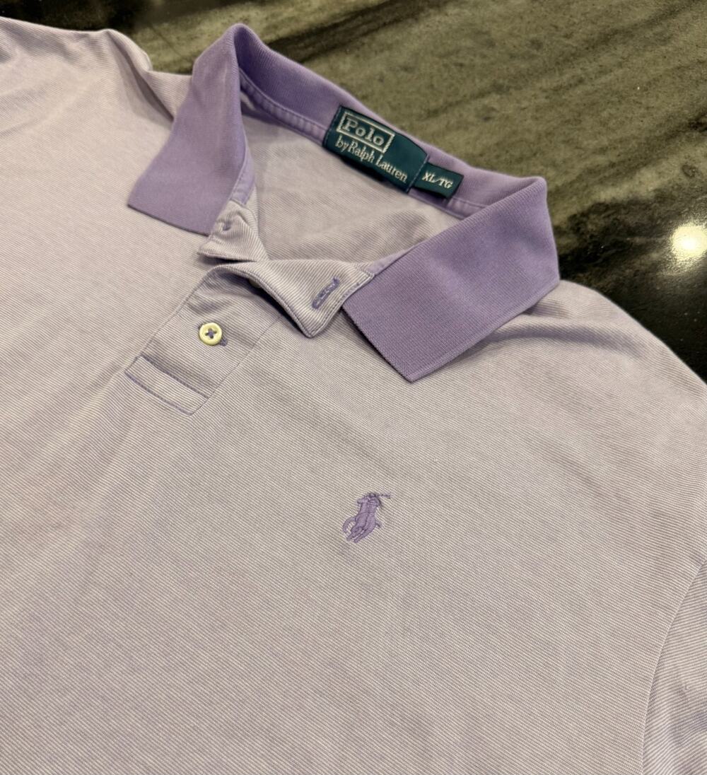Vintage Polo Ralph Lauren Mens XL Lavender Purple Polo Shirt Pony XL-TG